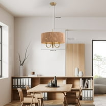 110V Gold Woven Pendant Light Chandelier Natural Material Woven Hanging Lamp W/o Bulb for Living Rooms