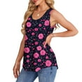 thumbnail image 4 of Tank Tops for Women under $4.98 no boundari Sleeveless Crew-neck Pleated Print Casual Fashion Top Multicolor XL, 4 of 6