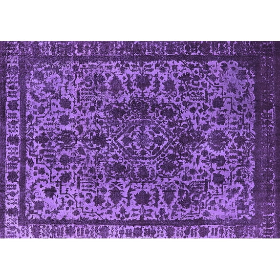 Ahgly Company Indoor Rectangle Oriental Purple Industrial Area Rugs, 7' x 9'