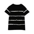thumbnail image 4 of AJTQTH Shirts for Kids Striped Crewneck T-Shirt Tops Girls Boys Unisex Short-Sleeved Tees Summer Relaxed Fit Lightweight Clothes Outfits Black 13 Years, 4 of 5