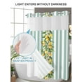 thumbnail image 4 of No Hook Cloth Fabric Shower Curtain with Snap in Liner, Aqua Stripes Lemon Waterproof Shower Curtains Set with See Through Top Window, Spring Botanical Plant Vertical Line Bath Curtains 66"x72", 4 of 6