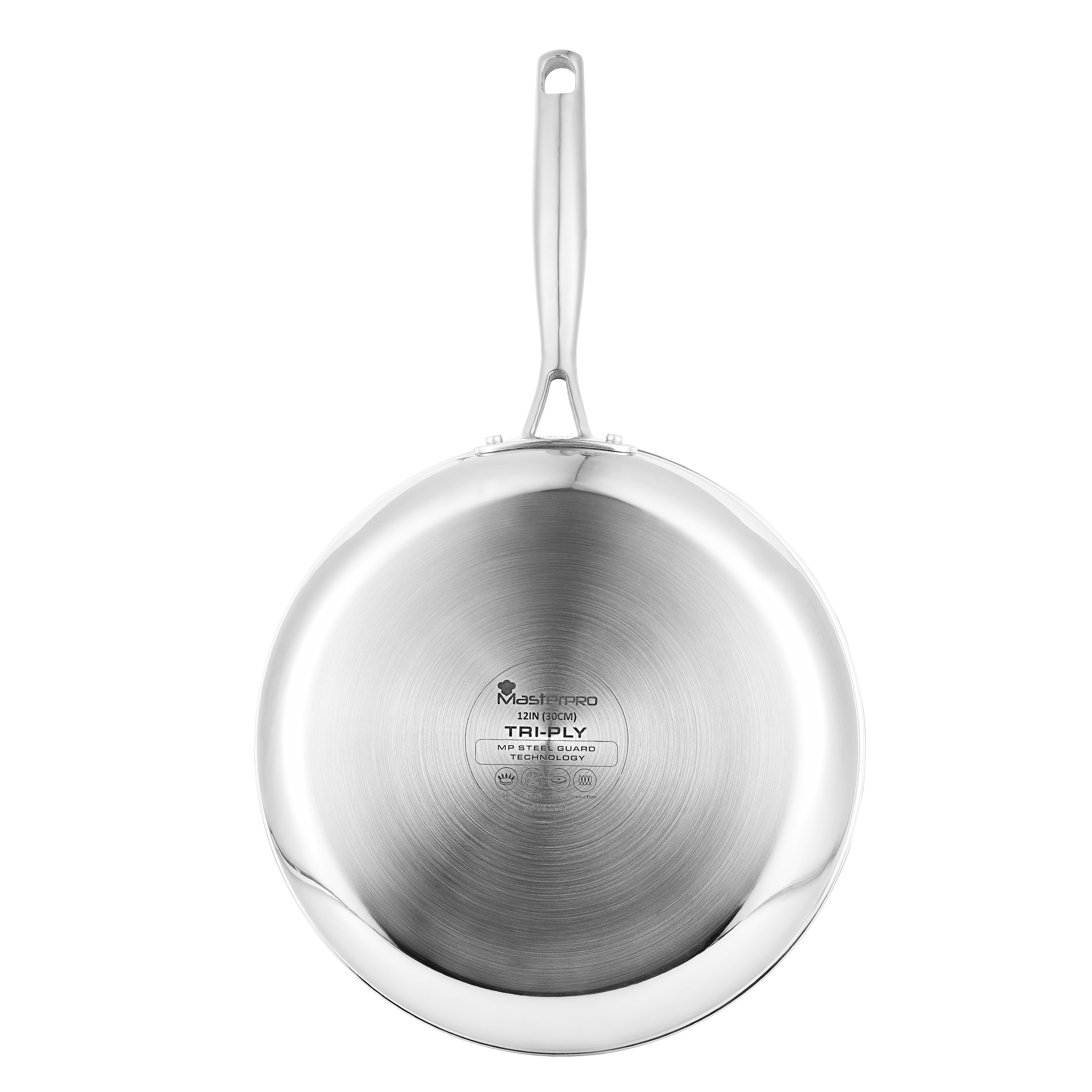 MasterPRO Gastro Titanium Collection Durable Cast Aluminum 12.5-inch Fry Pan with Tempered Glass Lid - 12.5 inch - Brown