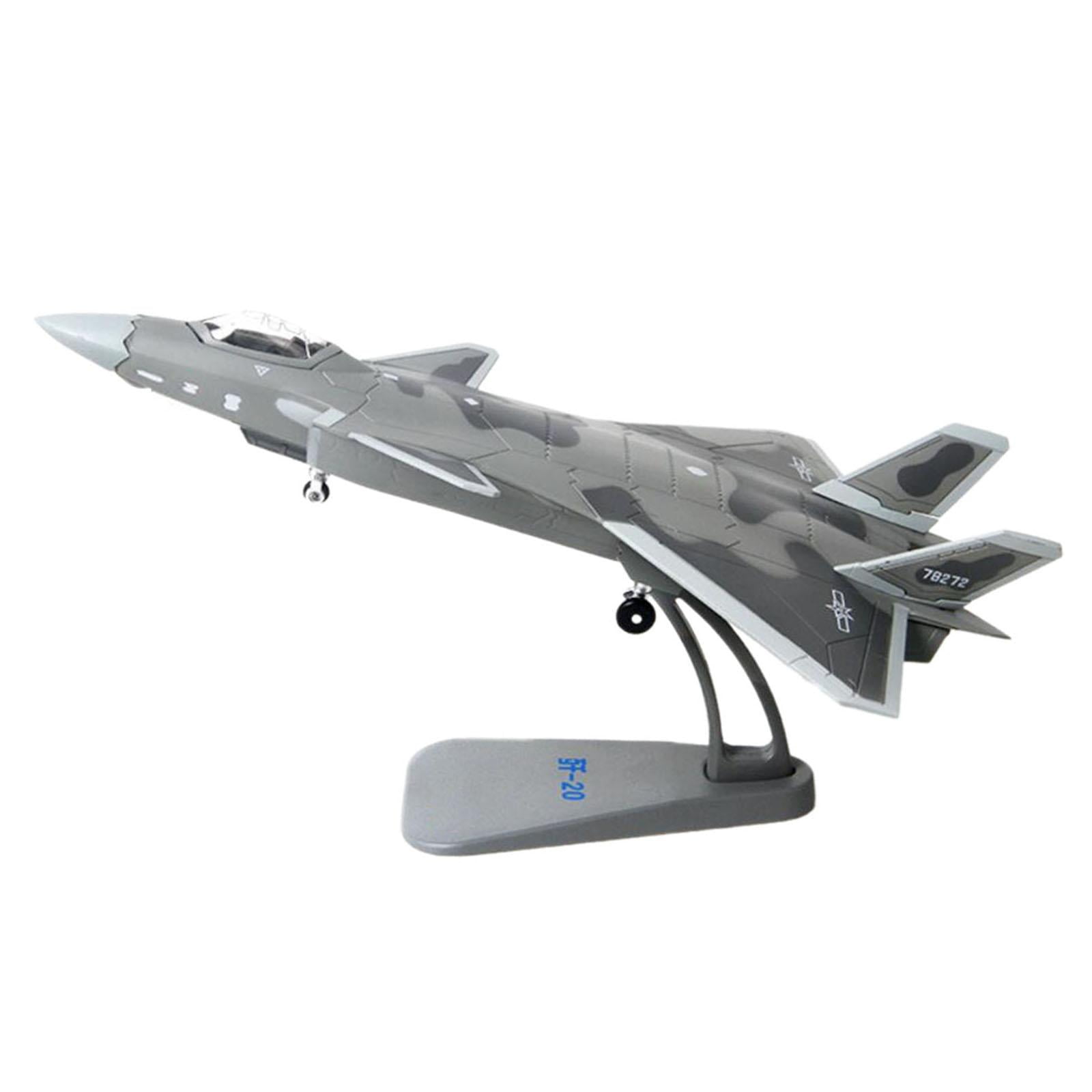 Modèle Avion De Chasse J20 1/100 En Alliage - Décoration Bureau Collection - Avec Support D'exposition - Noir