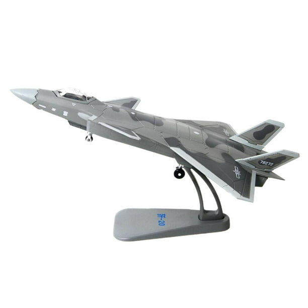 Avión de combate J20 a escala 1/100, modelo de aleación fundida a presión, juguete de mesa, decoración para niños gris