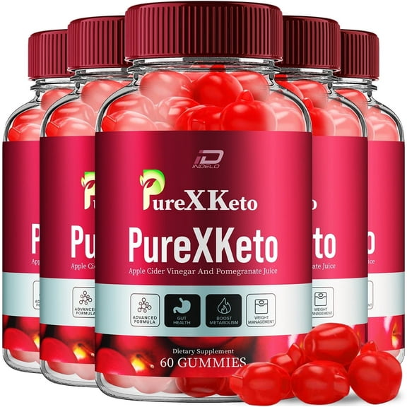 (5 Pack) PureXKeto ACV Gummies - PureXKeto Apple Cider Vinegar Gummy Supplement for Energy - PureXKeto Keto Gummies Dietary Supplement (300 Gummies)