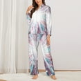 thumbnail image 2 of Pofeuu Blue Swirl Fireworks Print Womens Pajamas Set Long Sleeve Sleepwear Button Down Nightwear Soft Pj Lounge Sets Button Down Pajamas Women-XX-Large, 2 of 7