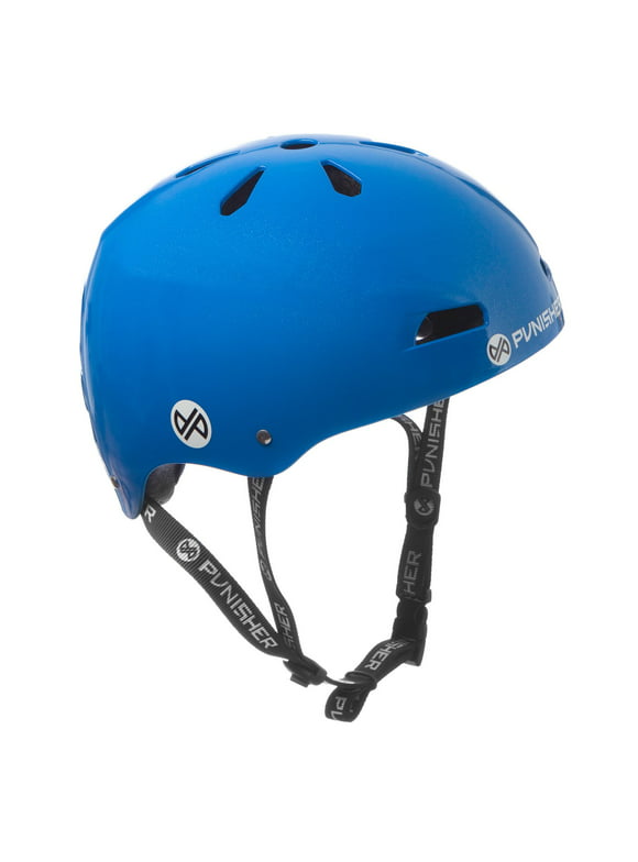 Punisher Skateboards Premium Youth 13-vent Bright Neon Blue Dual Safety Certified BMX Bike and Skateboard Helmet, Size Medium