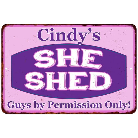 Cindy's Purple & Pink SHE SHED Vintage Sign 8x12 Woman Wall Decor 208120040123
