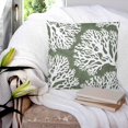 thumbnail image 3 of 16x16 Pillow Covers Set of 2, Dark Green Coral Coastal Square Throw Pillow Covers for Couch/Sofa/Living Room, White Summer Beach Seaside Ocean Decorative Soft Pillowcases for Couch Throw Pillows, 3 of 7
