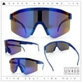 thumbnail image 2 of Boys Kid Size Large Shield Rimless Sport MTB Plastic Sunglasses Blue - Blue Mirror, 2 of 8