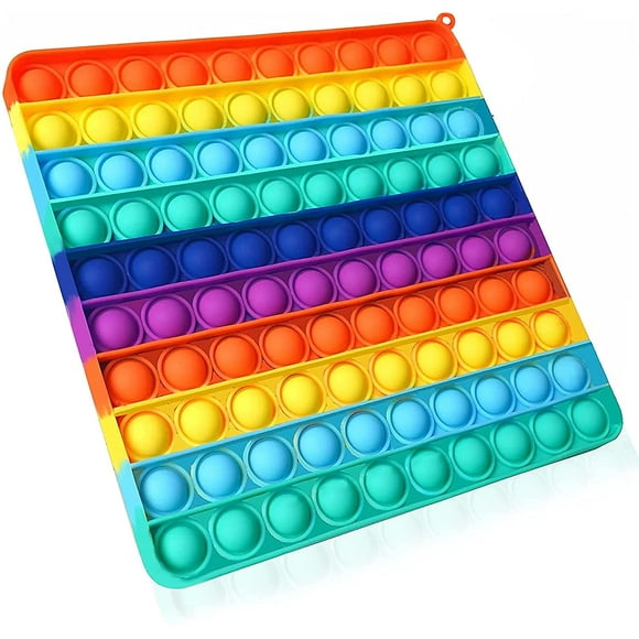 Big Pop It Fidget Toys Pop Its Jumbo 100 Bubbles Popit Popits Poppet Push Pop Bubble Fidget Popping Sensory Toys Giant Fidget Popper Toy Rainbow Fidget Poppers Mega Huge Large, 8 Inch for Boys Girls