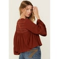 thumbnail image 4 of Cleo + Wolf Women's Lace Front Long Sleeve Peasant Top - CLFA24W13-BRDYBN Medium  US, 4 of 4