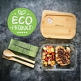 thumbnail image 2 of EcoPreps Glass Meal Prep Containers with Bamboo Lids, 2 Compartment Glass Bento Box Container Set (3 Pack) | 100% Plastic Free, E, 2 of 9