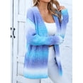 thumbnail image 2 of Womens Long Sleeve Sweater Casual Knit LightWeight Spring Summer Clothing Multicolor Top Blue M, 2 of 5