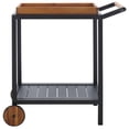 thumbnail image 3 of Safavieh Couture Tonga Aluminum Outdoor Bar Cart, Black/Natural, 3 of 14
