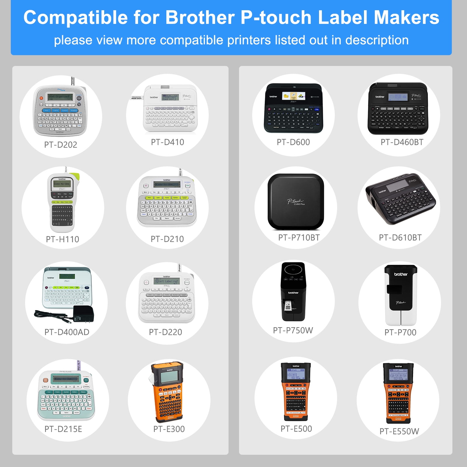 GREENCYCLE 10 Pack Compatible for Brother P-touch TZe-231 TZe231 TZ-231 TZ231 0.47'' 12mm Black on White Label Maker Tape for PT-D210 PT-H110 PT-D400 PT-D600