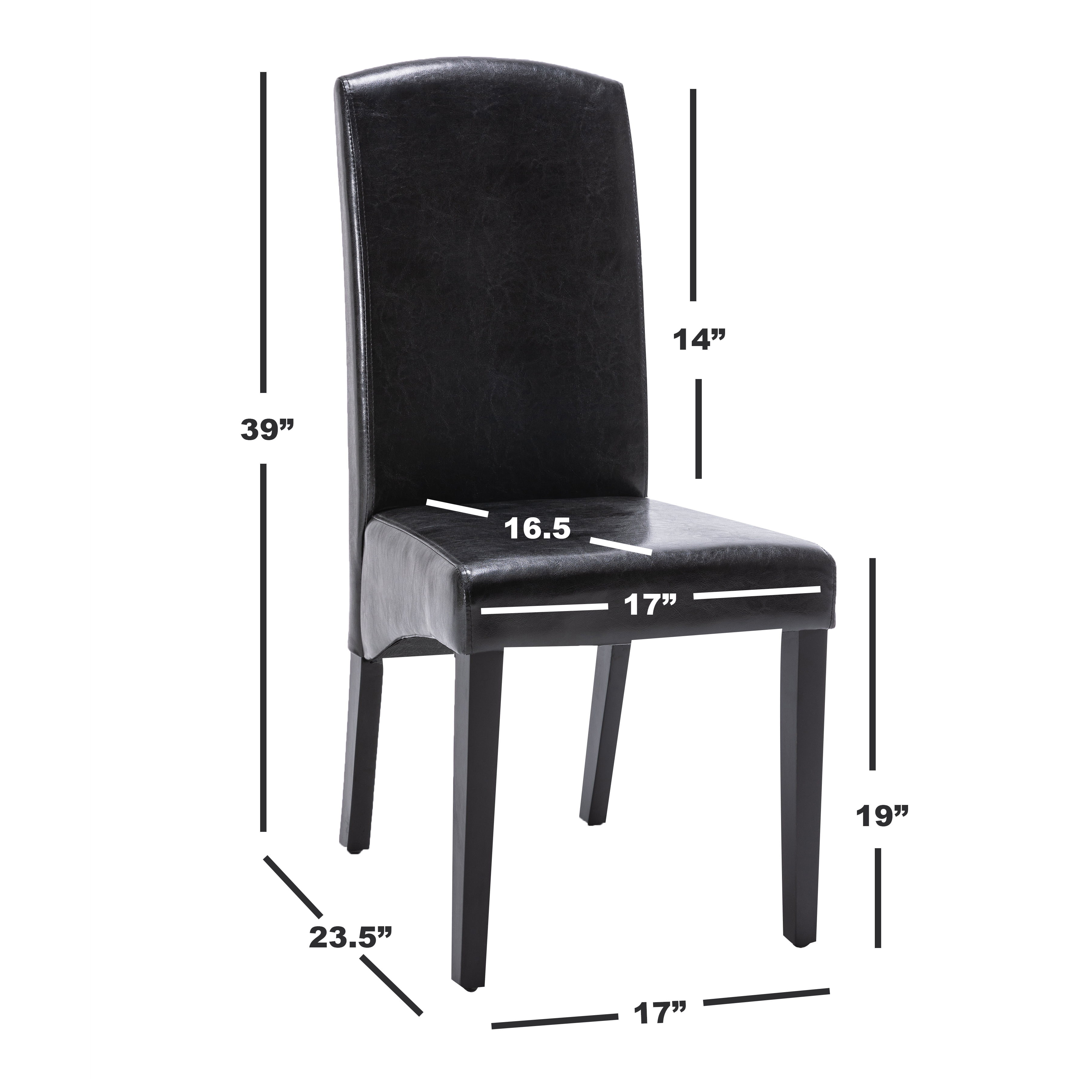 Modern 2 PC Faux Leather Dining Chair Set with Wooden Legs, Black - AC Pacific