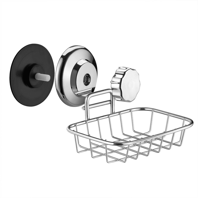 SANNO Suction Cup Soap Holder, Soap Dish Saver Tray Bar Soap Sponge Holder  for Shower Wall, Bathroom, Tub and Kitchen Sink Stainless Steel