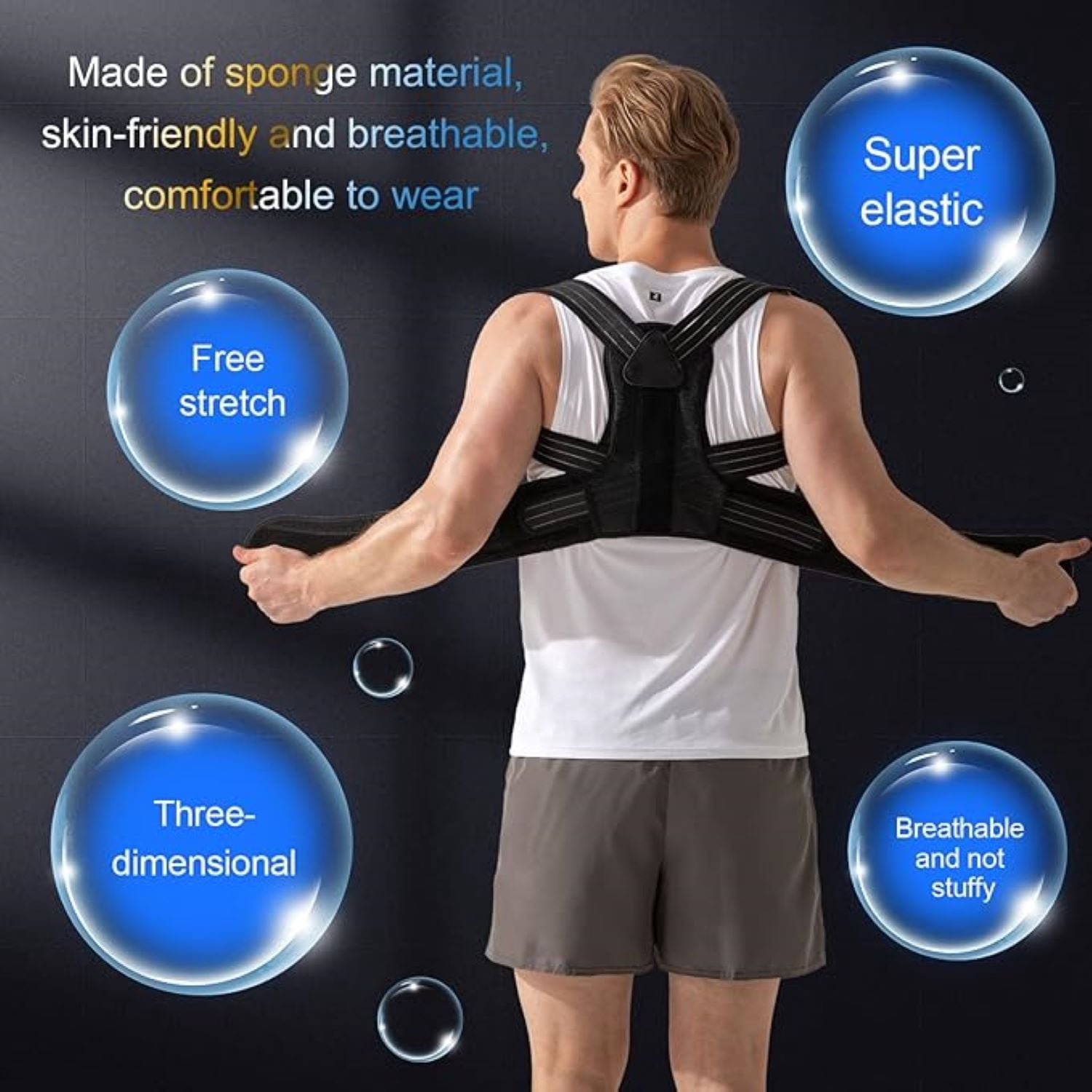 Portzon Back Brace Posture Corrector, Adjustable Upper Back Support, Breathable Shoulder & Neck Pain Relief, Lightweight Spine Alignment Trainer, Extra-Large