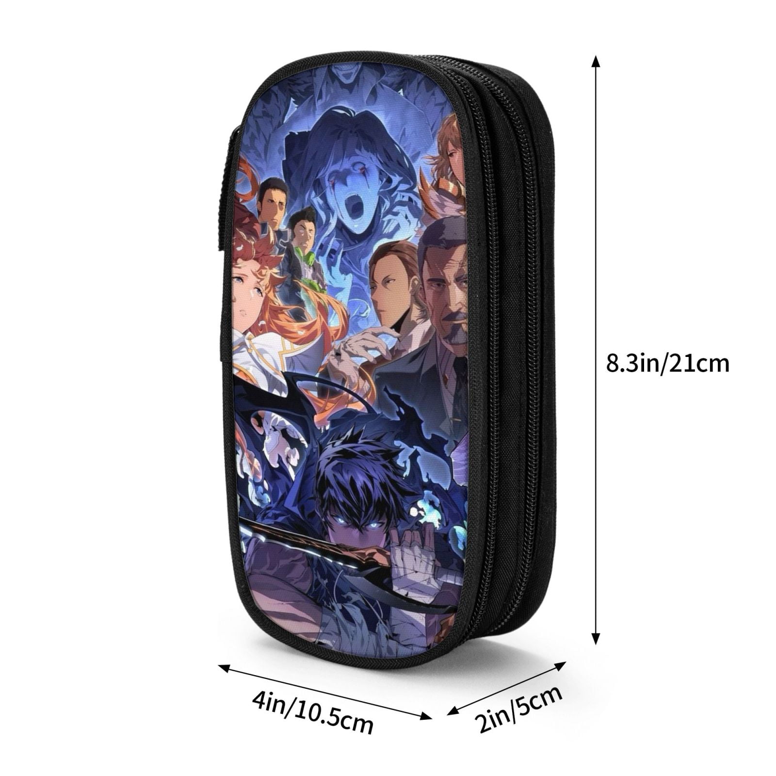Solo Leveling Pencil Case Large Capacity Pencil Pouch Pen Bag Office Stationery Organizer Travel Makeup Bag Black