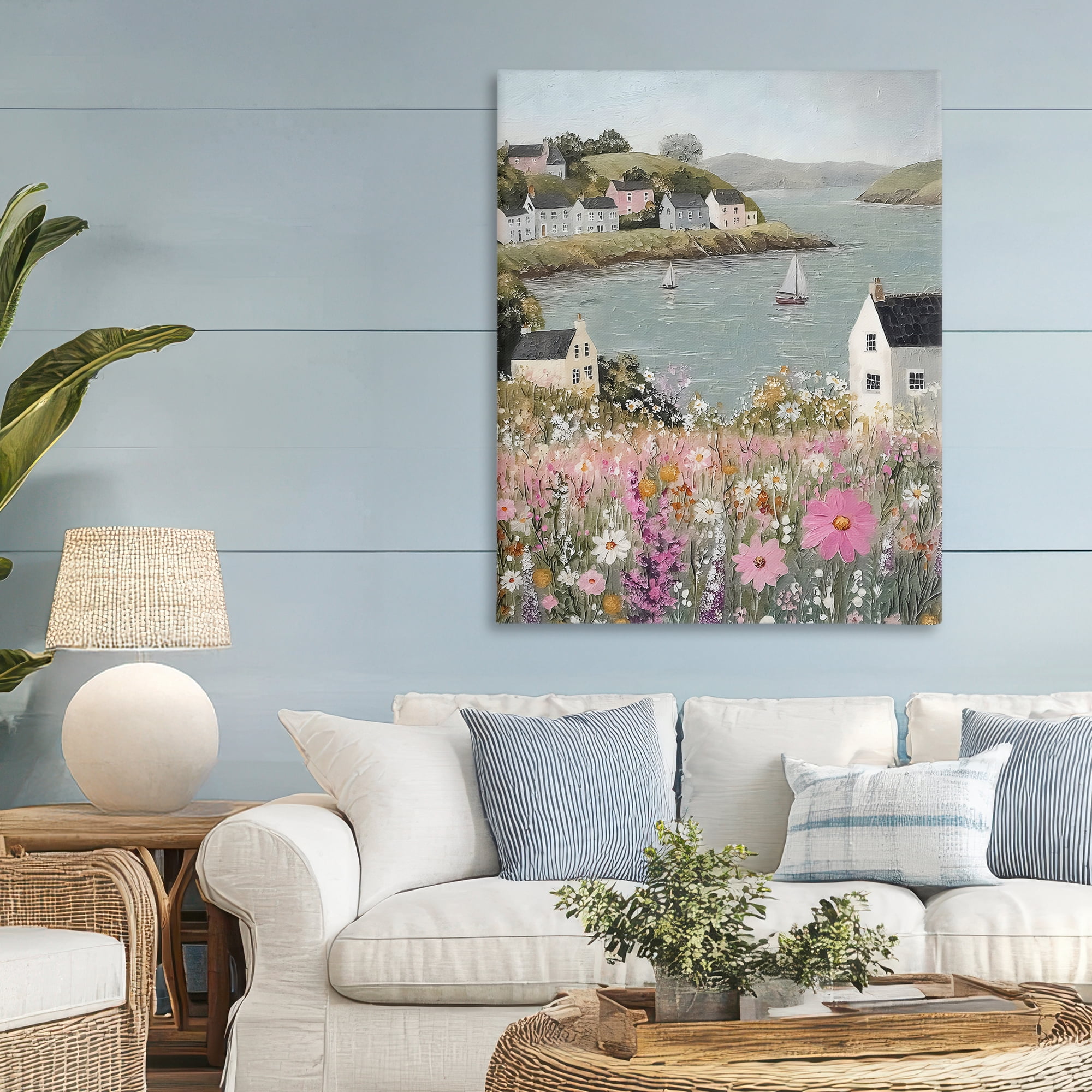 Stupell Industries Seaside Cottages & Sailboats Canvas Wall Art, design by Riley B