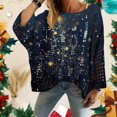thumbnail image 3 of Women's Christmas Print Knitted Sweater Cardigan for Fall and Winter, Festive and Cozy, Ideal as Christmas Sweaters for Women and Christmas Gifts,Royal Blue,Size 2XL, 3 of 5