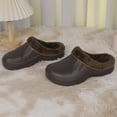 thumbnail image 4 of Unisex Faux Fur Lining Clogs: Slip-On Waterproof EVA Garden House Clogs with Fleece-Lined - Winter Warm Anti-Slip Indoor Outdoor Walking Slippers for Mens Womens Brown 240, 4 of 7