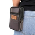 thumbnail image 4 of Yucurem 3pcs Casual PU Sports Men Phone Purse Waist Bag (Vertical Brown), 4 of 10