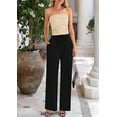 thumbnail image 4 of PRETTYGARDEN Womens Summer Outfits 2 Piece Sets Casual Ribbed Knit Crop Tube Top Wide Leg Pants Spring Matching Lounge Set, 4 of 8