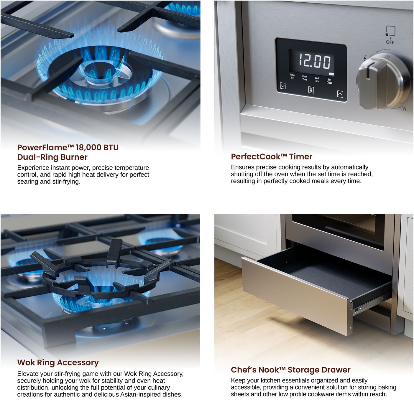 Rangaire RRG241TS 24" Gas Range Oven with Timer - Stainless Steel, Sealed Burners, Convection Fan, Easy Reach Racks