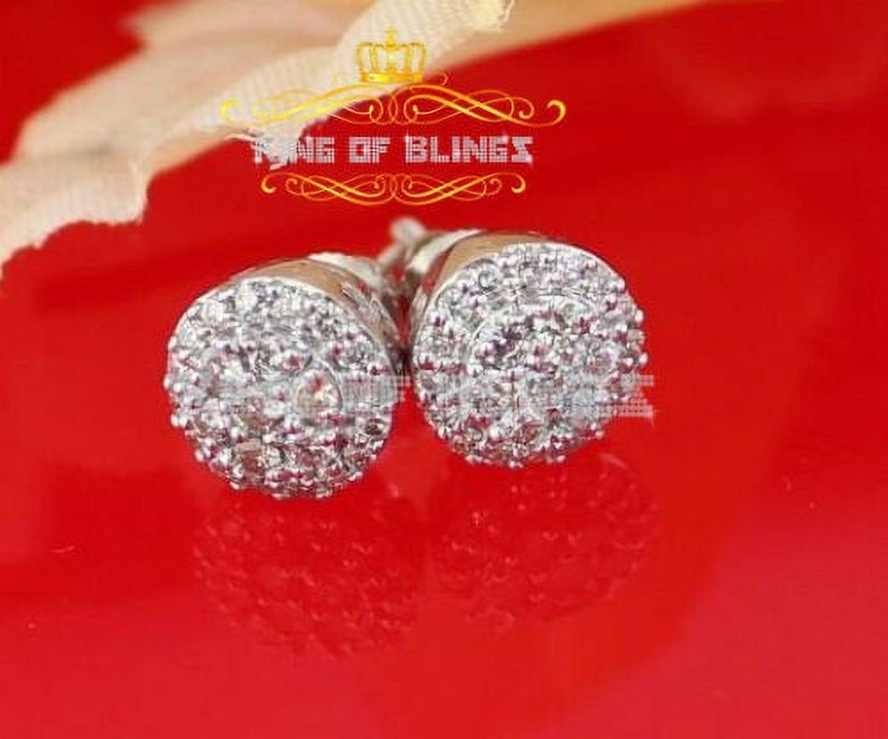 King of Bling's 10K Real White Gold Real Diamond 0.55ct Men's/Women's Stud Round Earrings