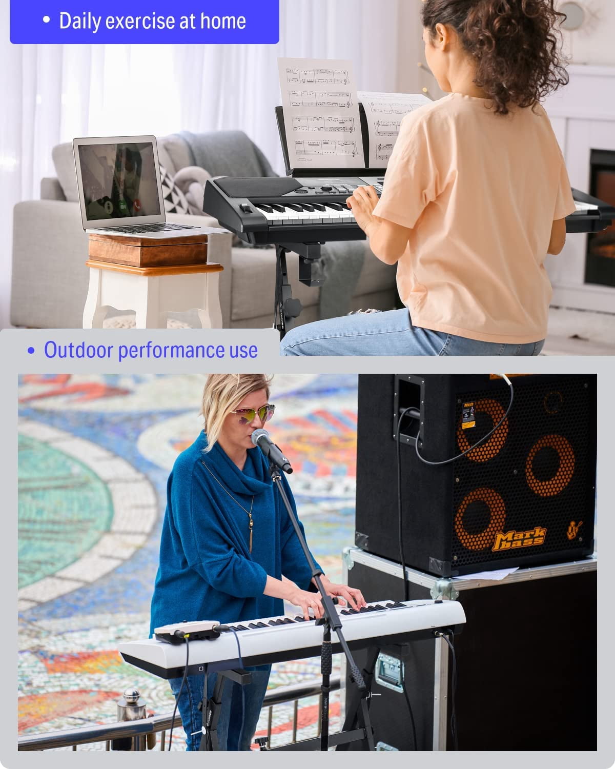 Donner Keyboard Stand, Z-style Heavy-Duty Piano Stand, Portable, Suitable for 54, 61 and 88 Keys Electric Keyboards Digital Pianos