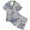 Grey, variant on JIAYUE Girls Pajamas Two Piece Sets Cute Pattern Print Notched Collar Short Sleeve Tops And Elastic Waist Shorts Sleepwear For Cozy Summer Indoor Lightweight Night Soft Homewear,4-5 Years