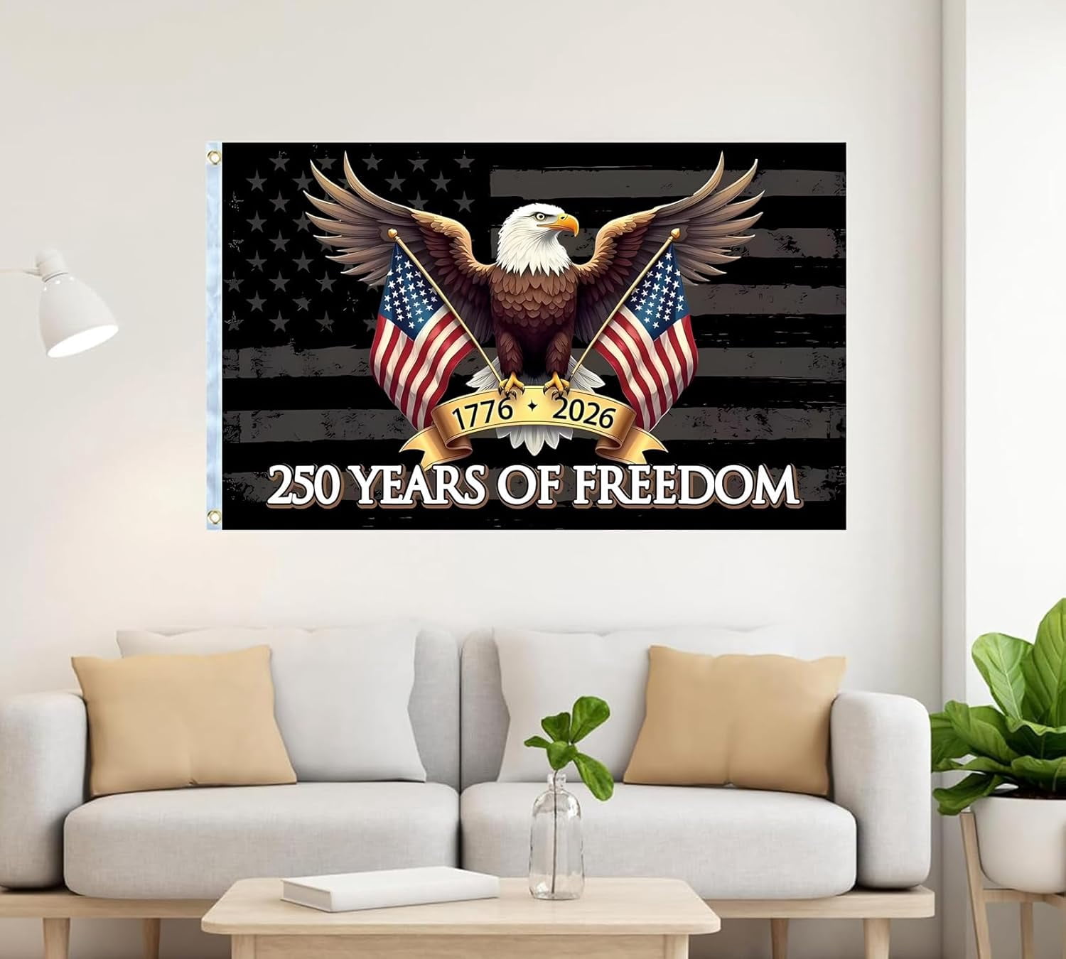 250 Years Of Freedom American Flag 3x5 Outdoor Double Sided Heavy Duty 3 Ply Polyester 1776-2026 USA 250th Birthday Anniversary Flags Fade Resistant Reinforced Brass Grommets