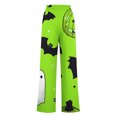 thumbnail image 3 of WXLWZYWL Halloween Pants for Women Plus Size Stretch Pants Casual Palazzo Sweatpants Bat Print Drawstring Wide Leg Pant Lounge Elastic Waist Sweatpant with Pockets, 3 of 4