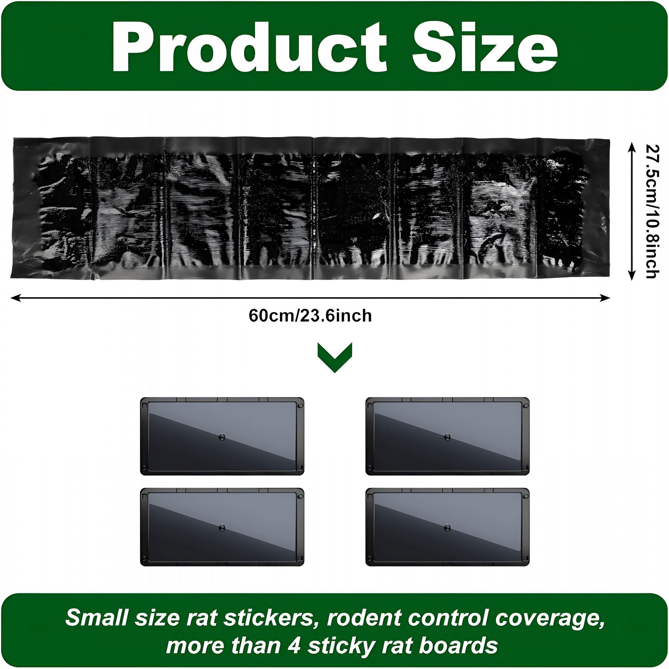 ACDANC 16 Pcs Large Sticky Mouse Glue Traps Black Sticky Rat Trap That Work for Rats Roaches Rodents Heavy Duty Pre Baited Mats Indoor Outdoor Catch Pest (24 x 11 Inches)