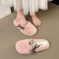 thumbnail image 2 of Pink Women'S House Slippers Plush Bow Decor Warm Comfortable Cozy Indoor Anti-Skid Slip-On Shoes For Home Size 37, 2 of 7