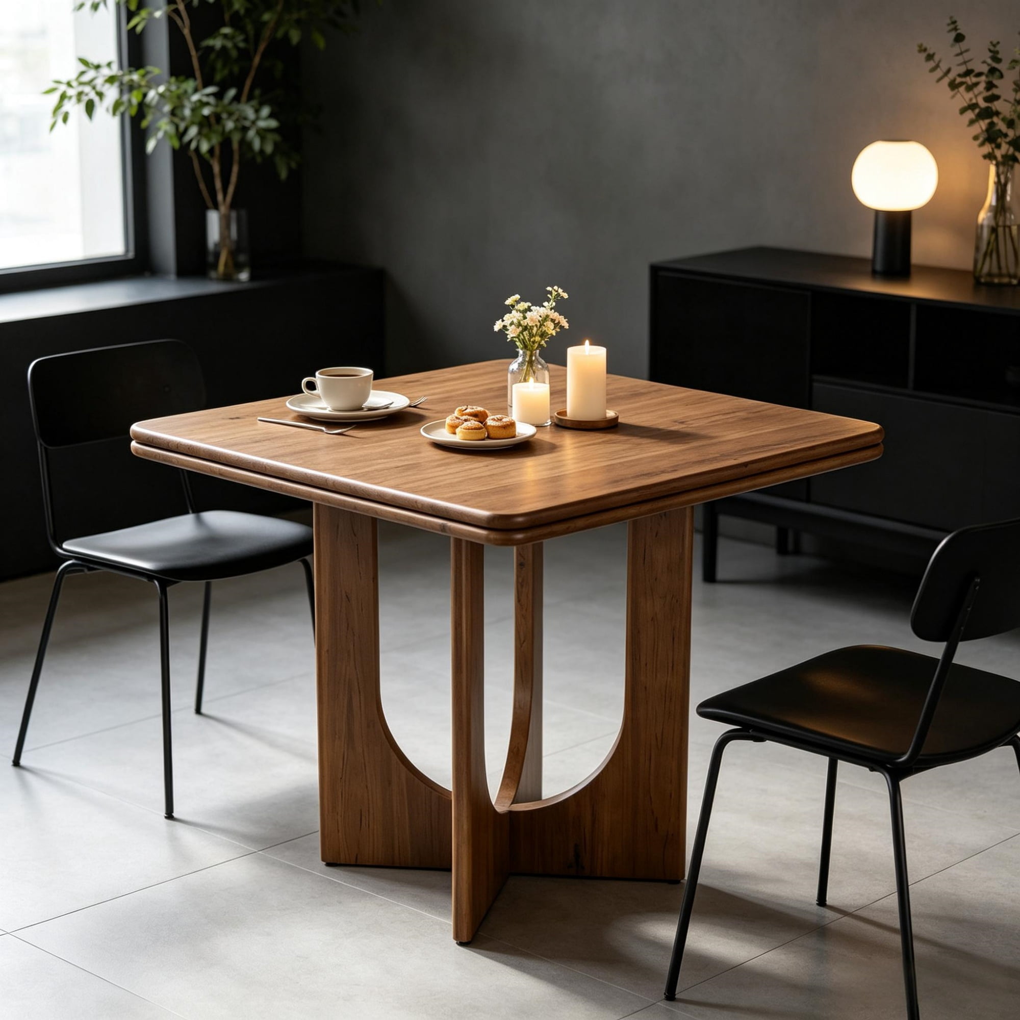 Square Dining Table for 2 to 4 People, Wood Kitchen Table