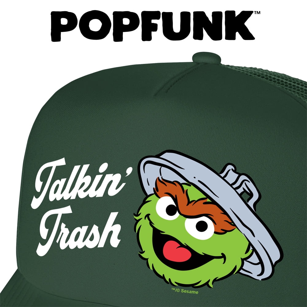 Sesame Street Oscar The Grouch Talkin Trash Foam Snapback Trucker Hat - Unisex for Men and Women