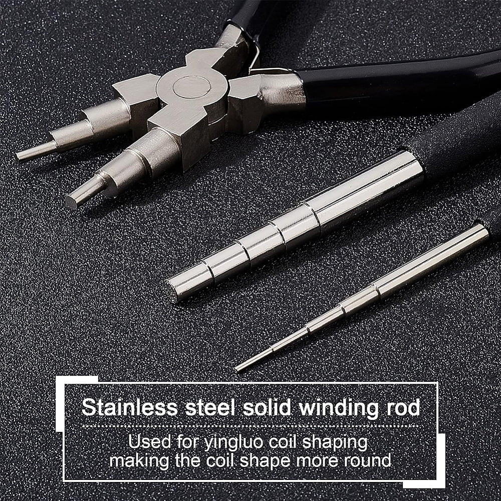 1 Bag 45# Carbon Steel 6-Step Multi-Size Wire Looping Forming Pliers Black 153~153.5x75.5~78.5x12mm loops sizes: 3mm 4mm 6mm 7mm