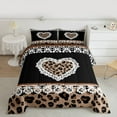 thumbnail image 2 of jejeloiu Cute Cartoon Loves Full Size Comforter Sets,Kawaii Leopard Print Bedding Comforter Set,Black Brown Bedding Sets For Teens,Super Cozy Room Decor Reversible,3 Pieces, 2 of 8