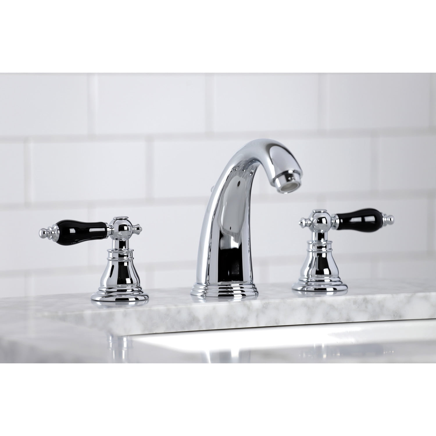 Kingston Brass KB981AKL Duchess Widespread Bathroom Faucet with Plastic Pop-Up, Polished Chrome
