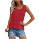 thumbnail image 5 of Camisola Beige Tops para las Mujeres Encaje Punto sin Mangas con Nervaduras Relajado Ajuste, Tela Abierta Sólida, Escote Escarpado / Doblado, 5 of 9