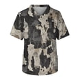 thumbnail image 2 of Domuza Mens Scrub Top Plus Size V-Neck Short Sleeve Nurse Uniform Camo Print Stretch T-Shirt Comfort Soft Caregiver Top with Pockets Light Gray XXL, 2 of 4