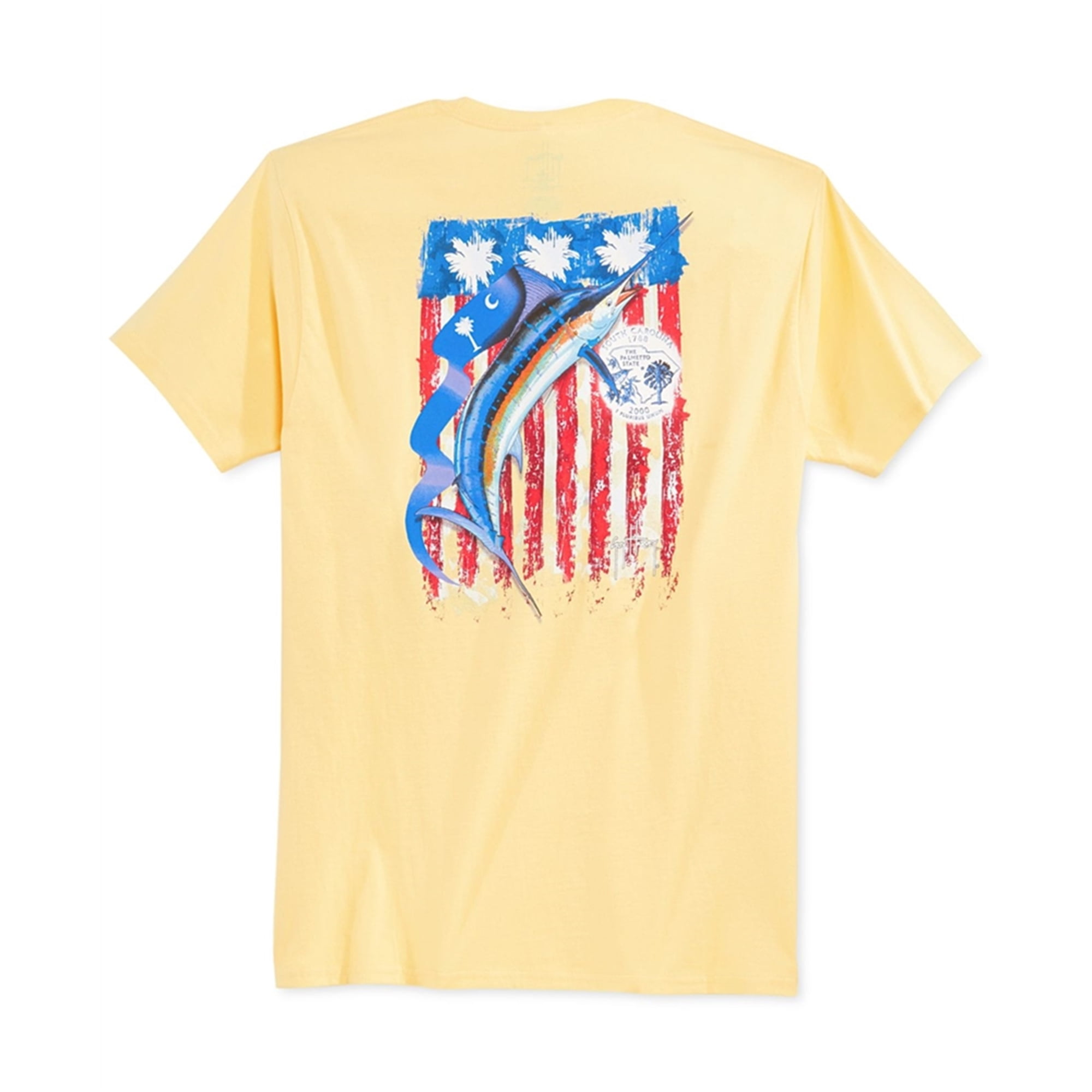Guy Harvey - Guy Harvey Mens Palmetto Flag Graphic T-Shirt, Yellow 