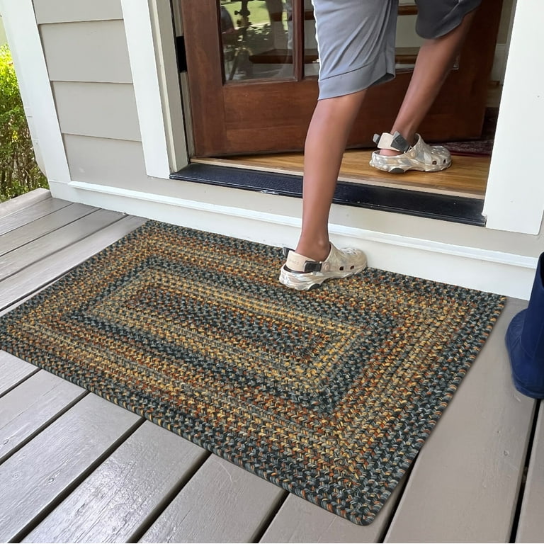 Homespice Black Forest Braided Door Mat 20x30, Black Country Style Rugs,  Washable Entry Rugs For Inside House 