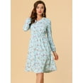 thumbnail image 3 of INSPIRE CHIC Robe Midi à Manches Longues Imprimé Floral Col en V pour Femmes, 3 of 5