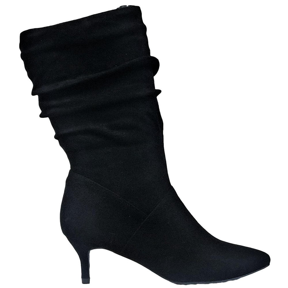 mid calf slouch boots with heel