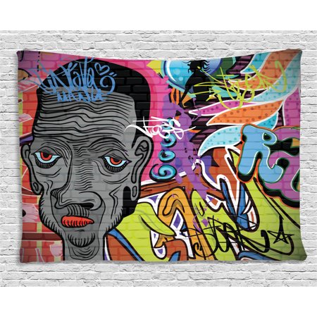 Urban Graffiti Tapestry Hip Hop Spirit Wall Paintings With Red