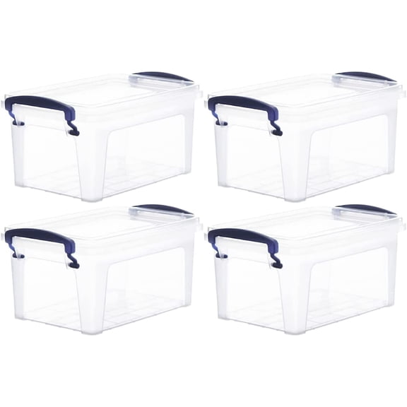 Superio Clear Storage Bins with Lid, 1.75 Qt. (2 Pack) Stackable Plastic Deep Storage Latch Box with Snap Lock Closure